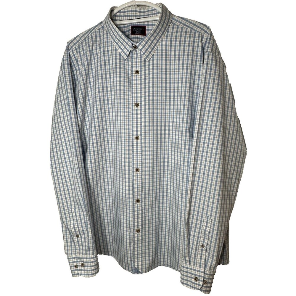 Untuckit Shirt Men's XXXL Check/Plaid Button Up Roodeberg Wrinkle Free Cotton